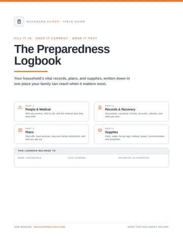 The Preparedness Logbook cover